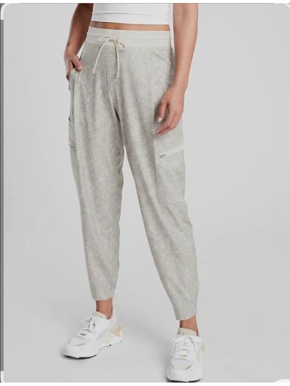 ATHLETA Venture Printed Pant Women's 10 Viper Grey Tan Lightweight Travel Jogger